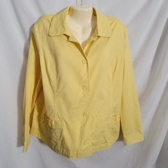 Christopher & Banks Blouse Yellow button down XL light blazer top women's EUC - Picture 3 of 11